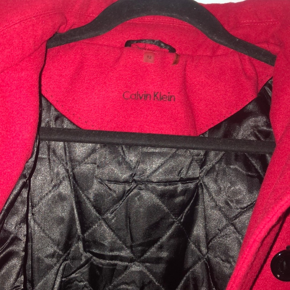 calvin klein red pea coat - Picture 2 of 8